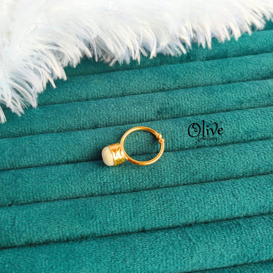 Fresh Water Pearl Finger Ring - Collet Fitting - Single Pearl