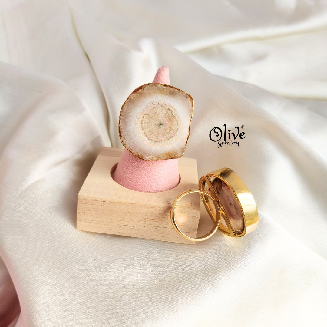 Natural Stone Finger Rings - Collet Fitting - 091