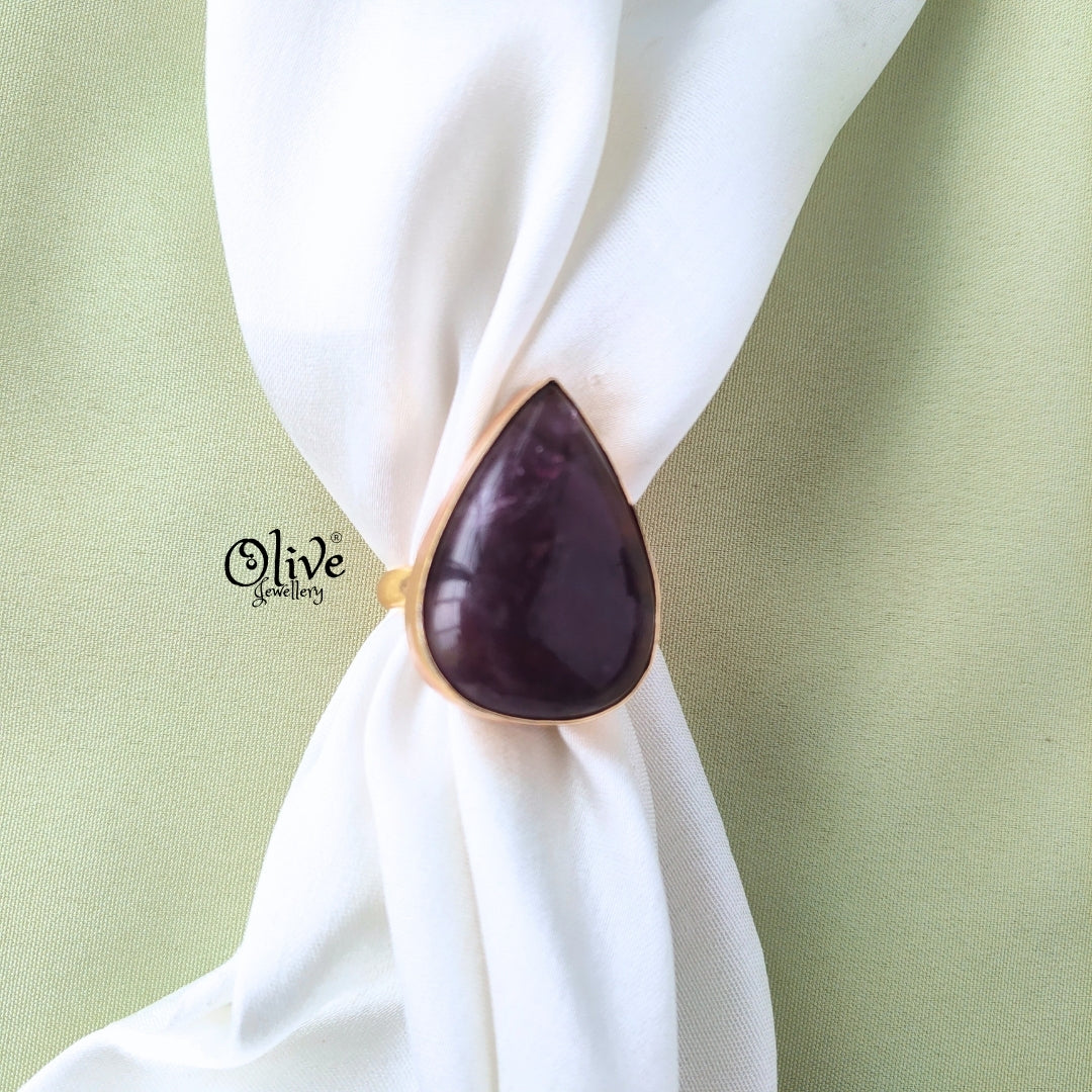 Natural Stone Finger Rings - Collet Fitting - 145