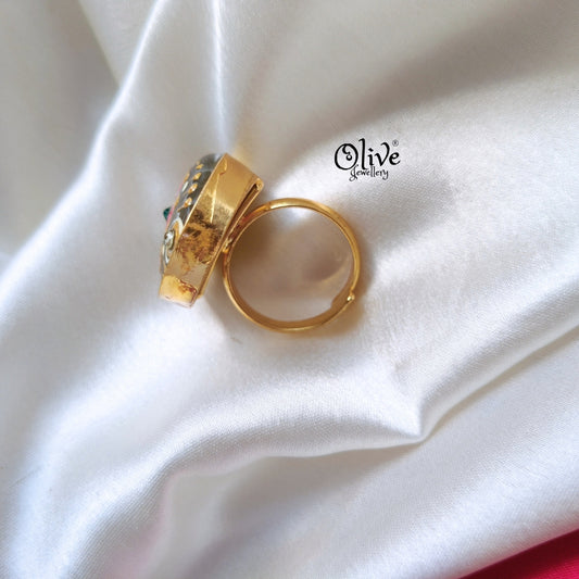 Natural Stone Tanjore Finger Rings -180