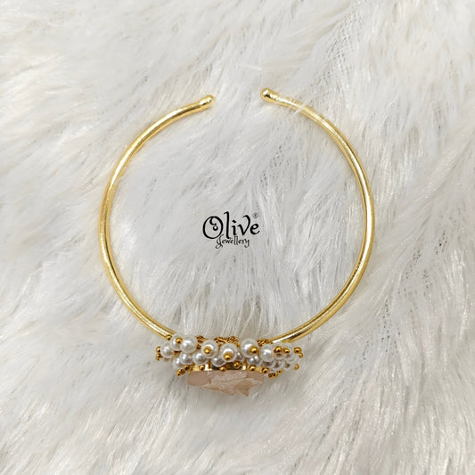 Natural Stones Kada - Collet Fitting - Rough Shape and Pearls