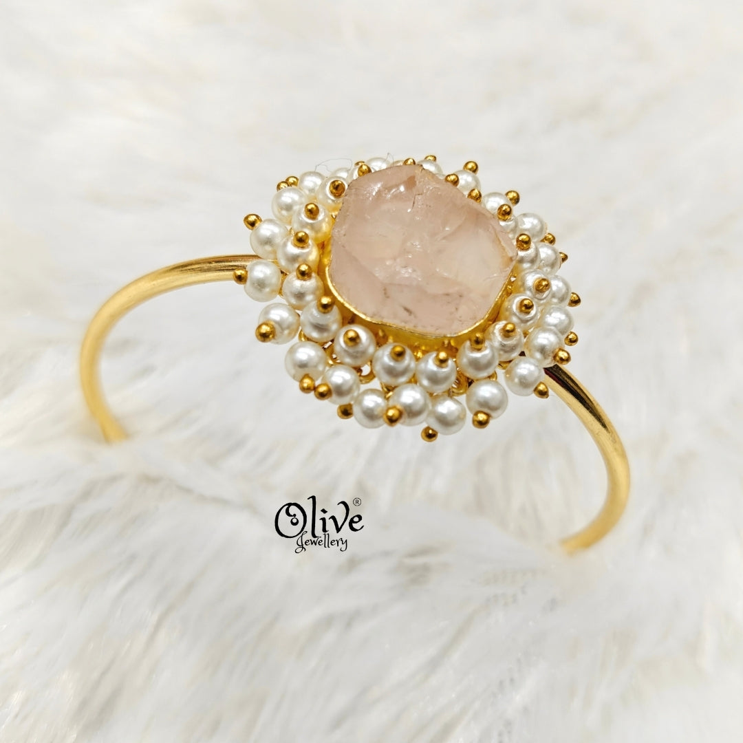 Natural Stones Kada - Collet Fitting - Rough Shape and Pearls