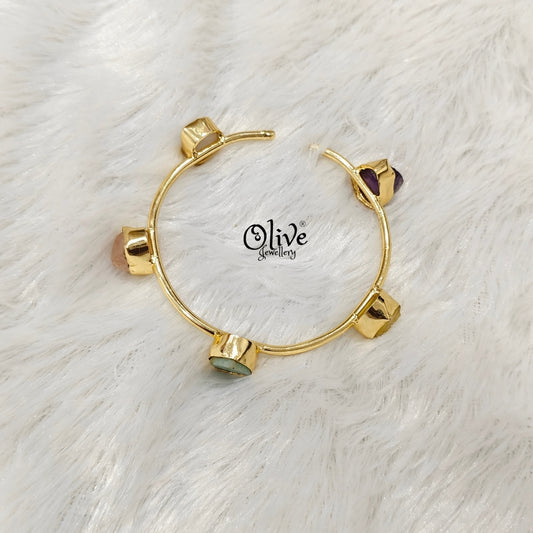 Natural Stones Kada - Collet Fitting - Rough Shape - 5 Stones