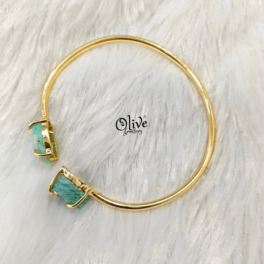 Natural Stones Kada - Claw Fitting - Rough Shape - Double Stone