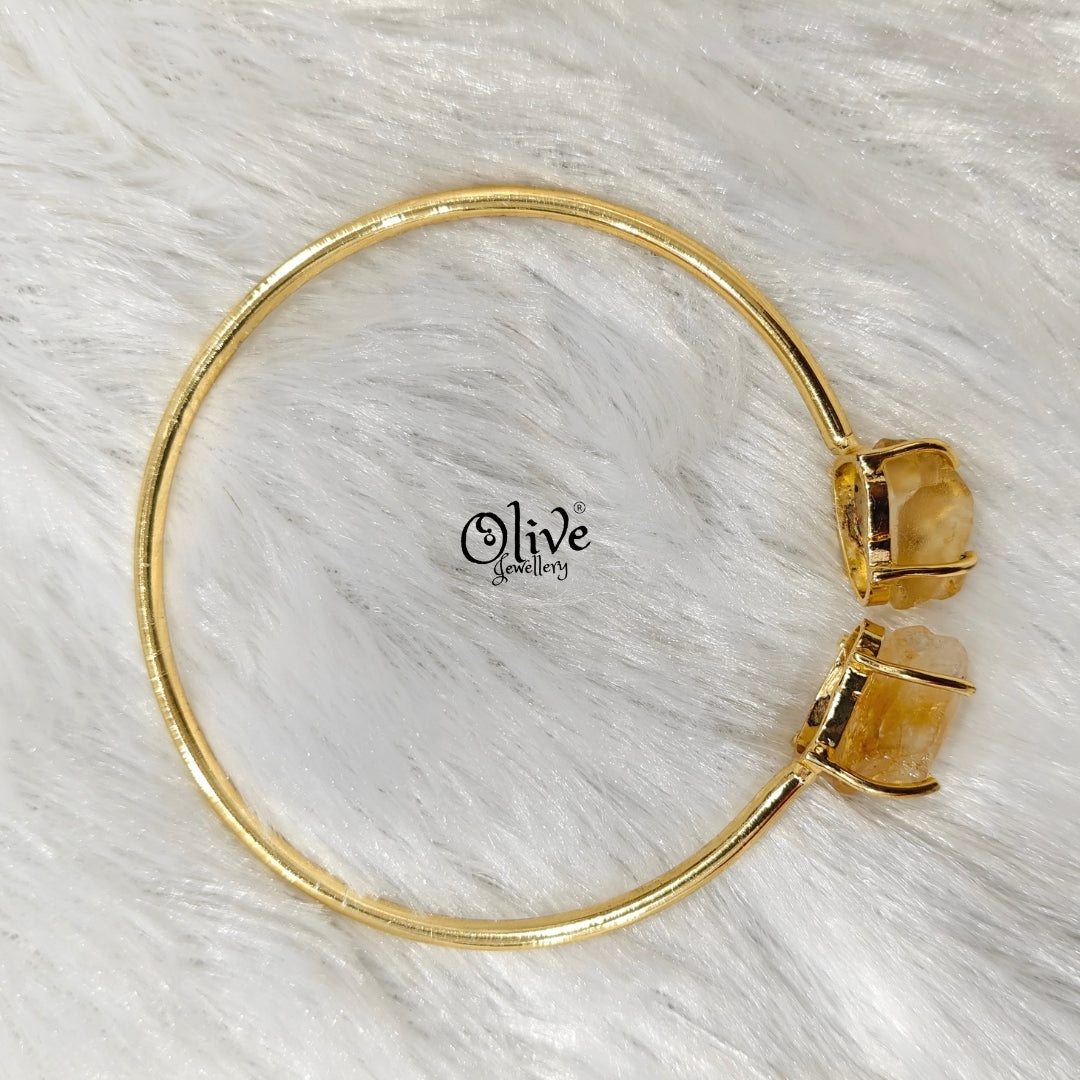 Natural Stones Kada - Claw Fitting - Rough Shape - Double Stone