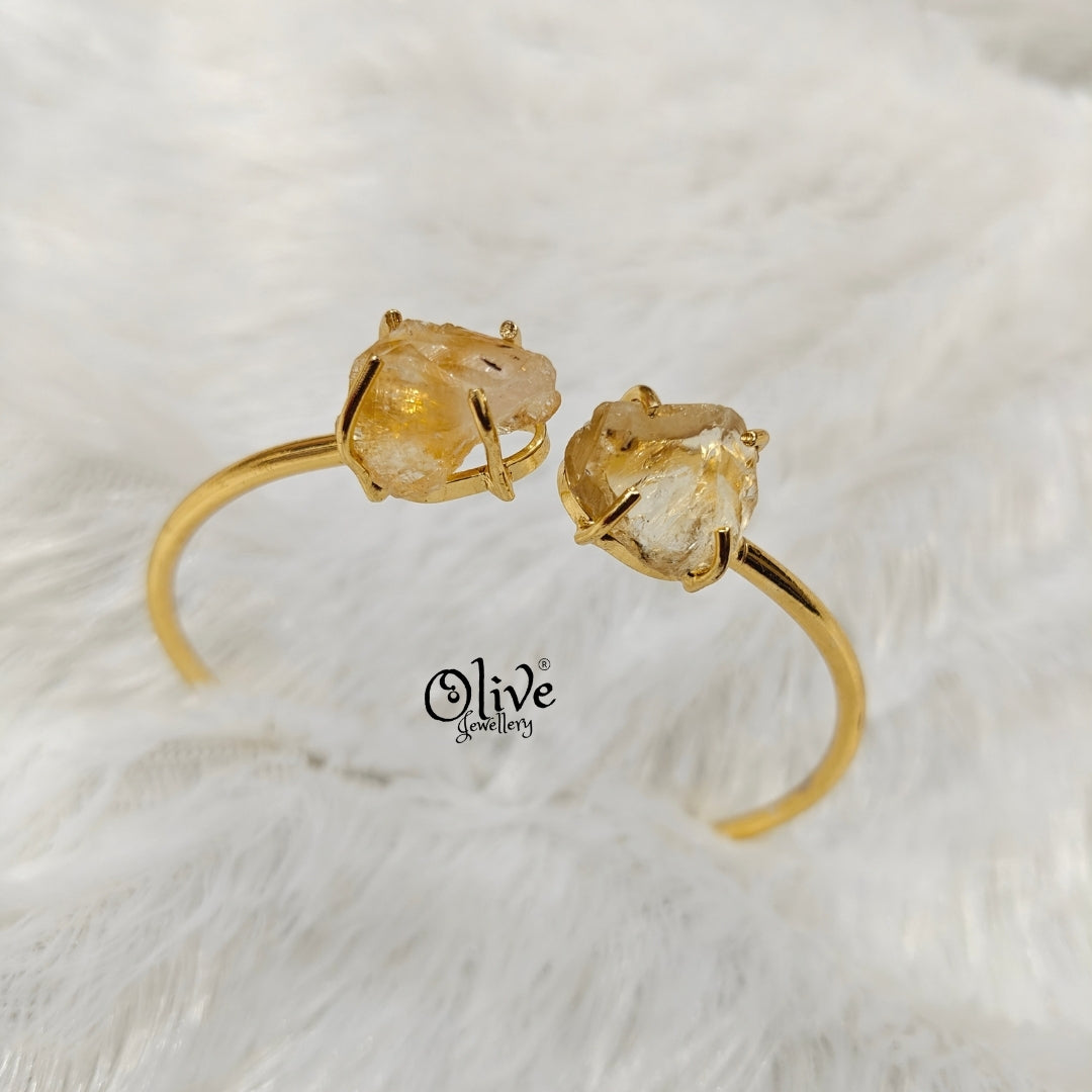 Natural Stones Kada - Claw Fitting - Rough Shape - Double Stone