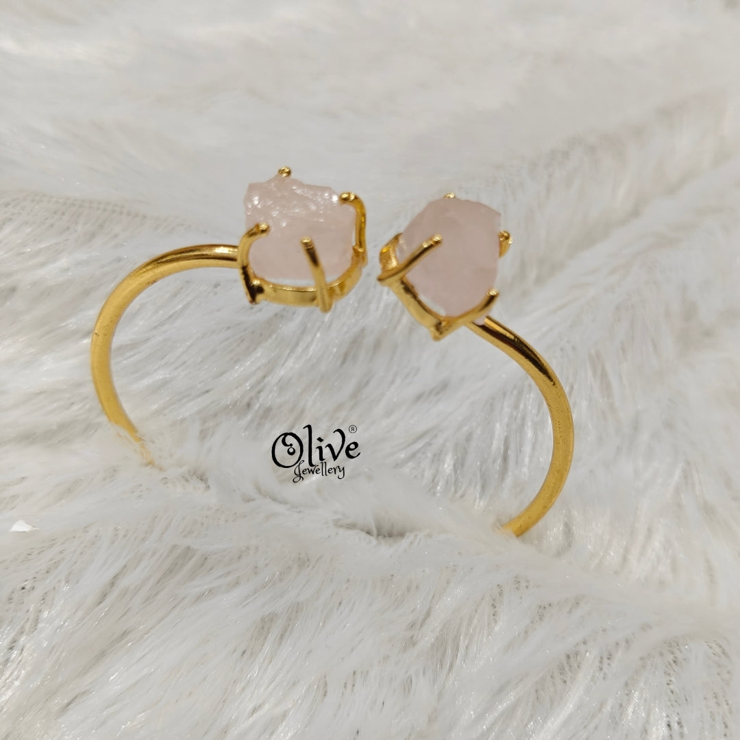 Natural Stones Kada - Claw Fitting - Rough Shape - Double Stone