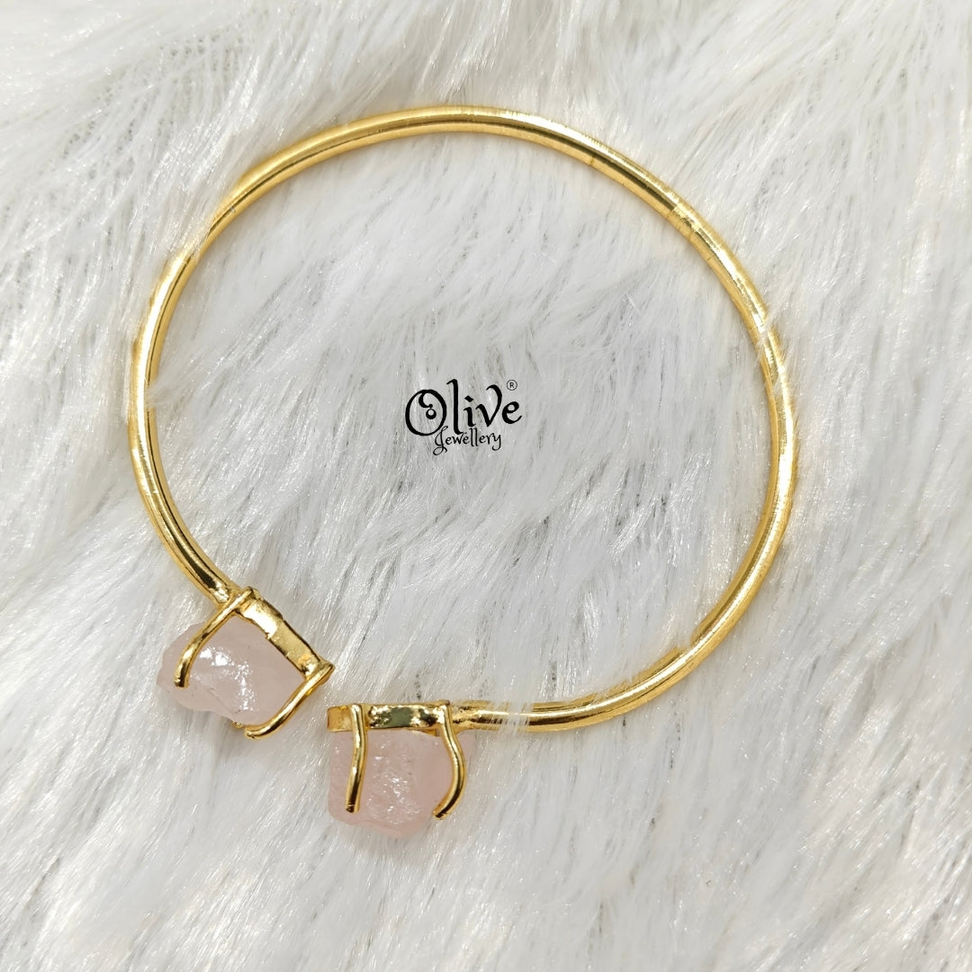 Natural Stones Kada - Claw Fitting - Rough Shape - Double Stone