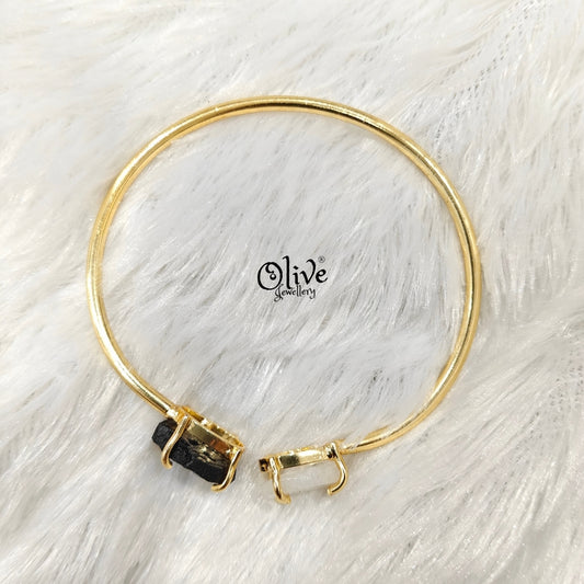 Natural Stones Kada - Claw Fitting - Rough Shape - Double Stone