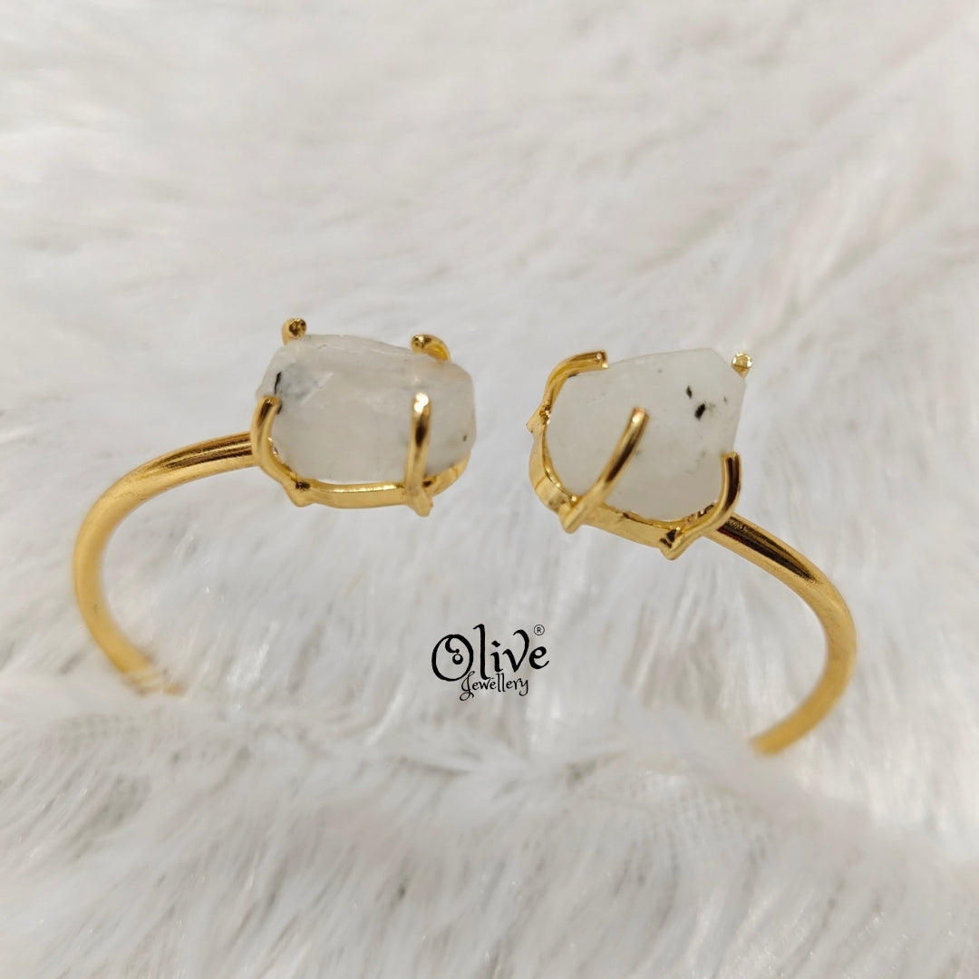 Natural Stones Kada - Claw Fitting - Rough Shape - Double Stone