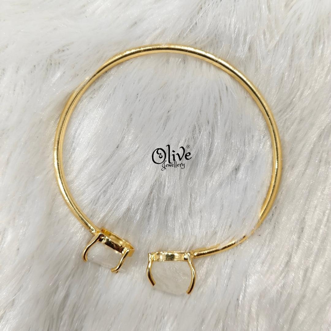 Natural Stones Kada - Claw Fitting - Rough Shape - Double Stone