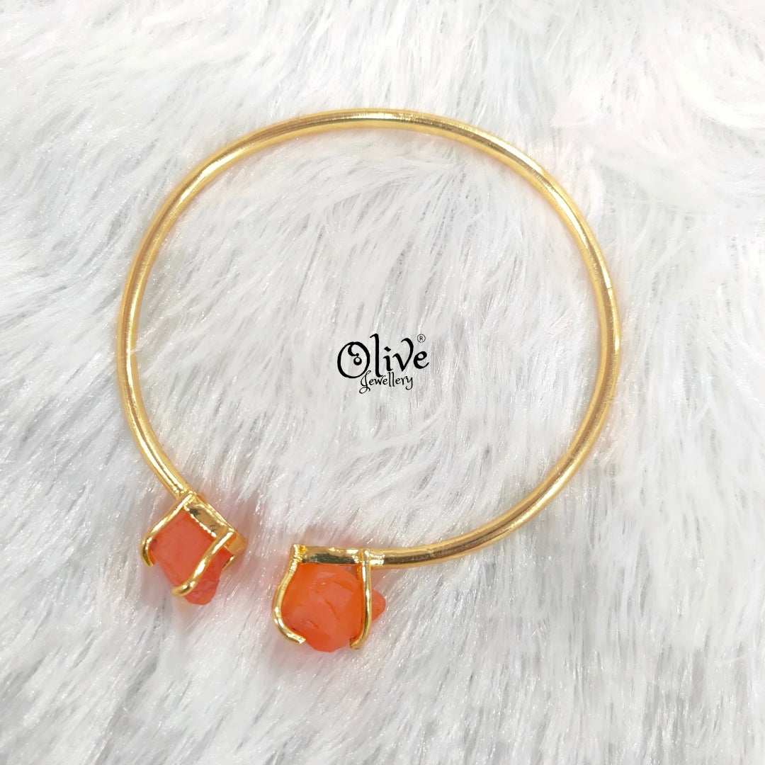 Natural Stones Kada - Claw Fitting - Rough Shape - Double Stone