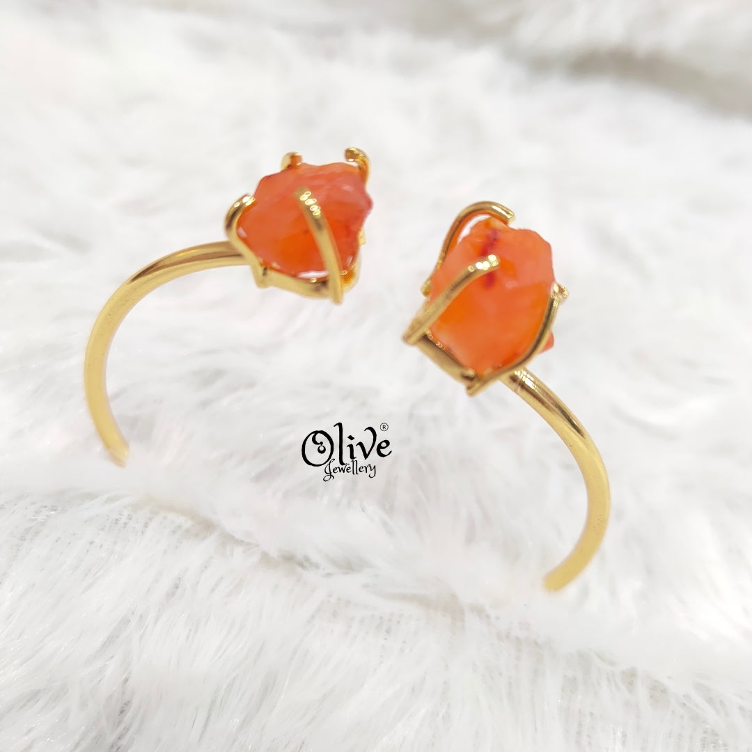 Natural Stones Kada - Claw Fitting - Rough Shape - Double Stone