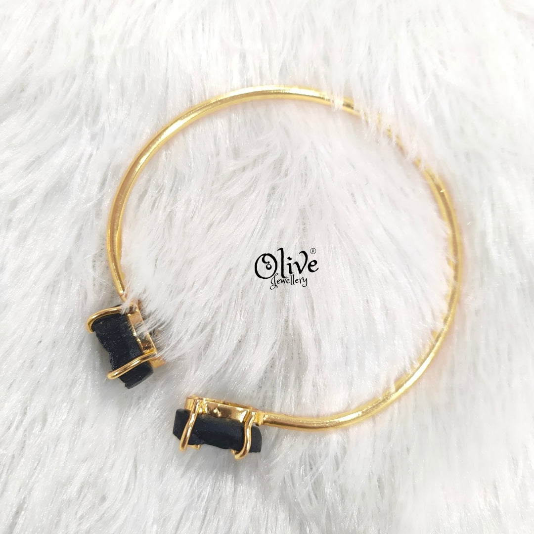 Natural Stones Kada - Claw Fitting - Rough Shape - Double Stone