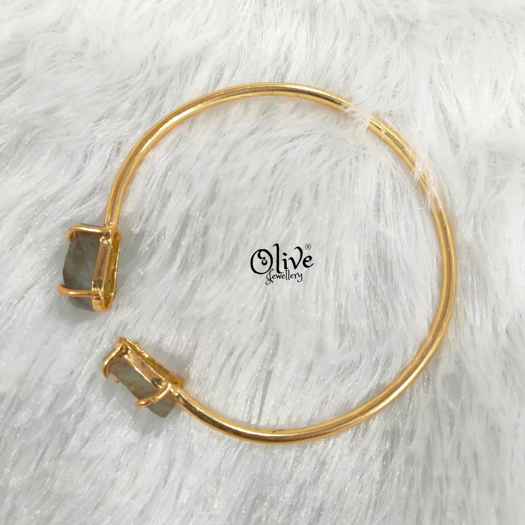 Natural Stones Kada - Claw Fitting - Rough Shape - Double Stone