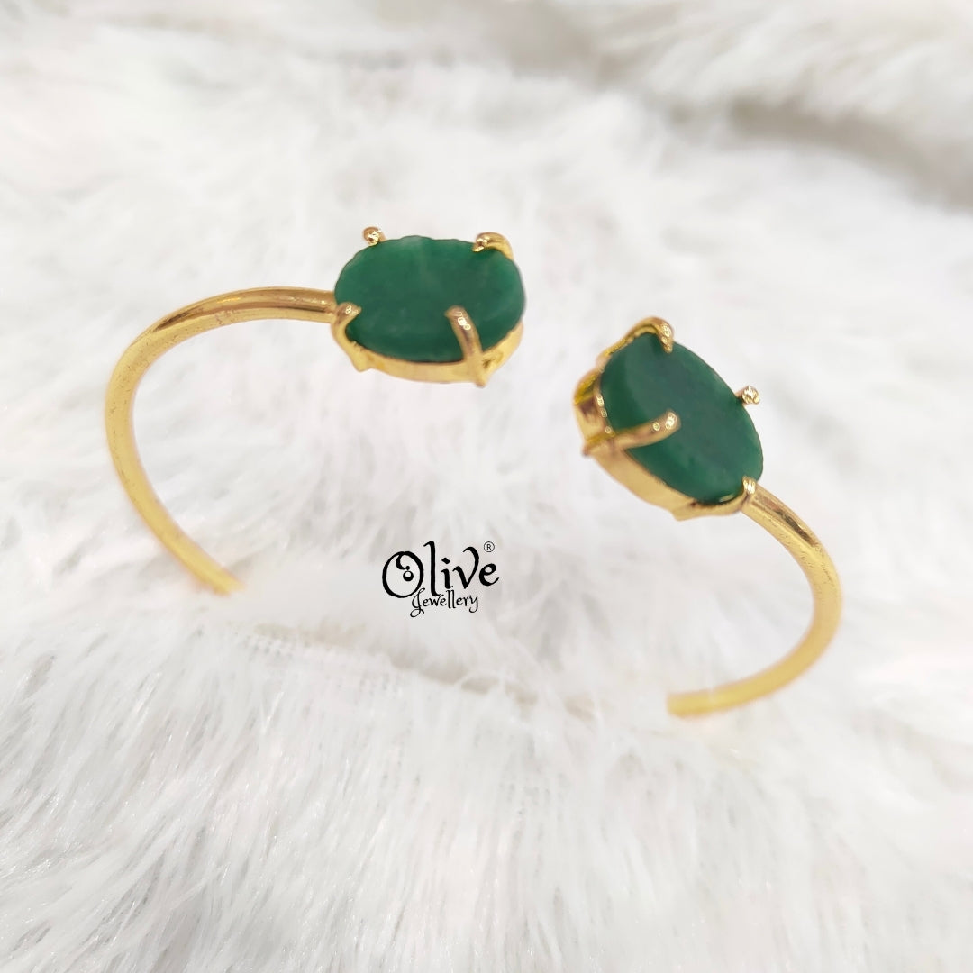 Natural Stones Kada - Claw Fitting - Oval Shape - Double Stone