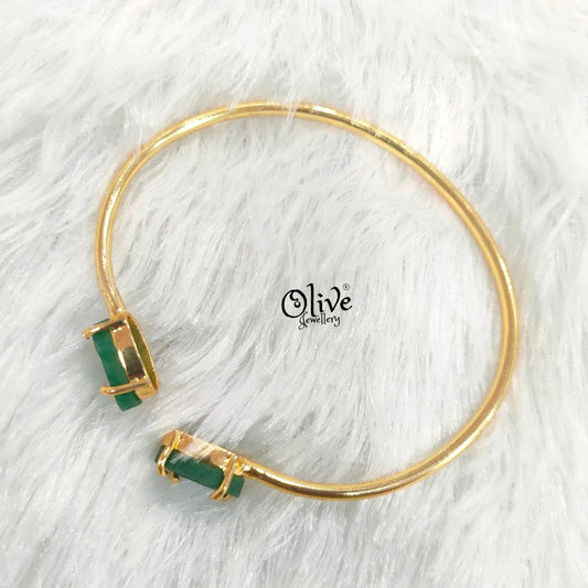 Natural Stones Kada - Claw Fitting - Oval Shape - Double Stone