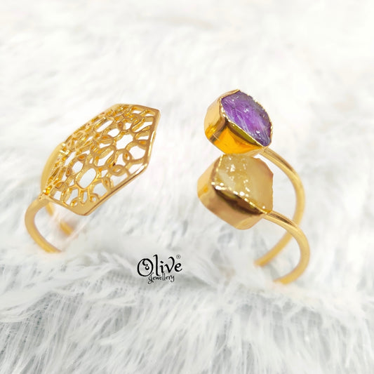 Natural Stones Kada - Collet Fitting - Medium Shape - Double Stone