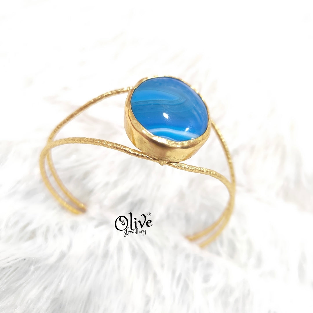 Natural Stones Kada - Collet Fitting - Big Oval Shape - Single Stone