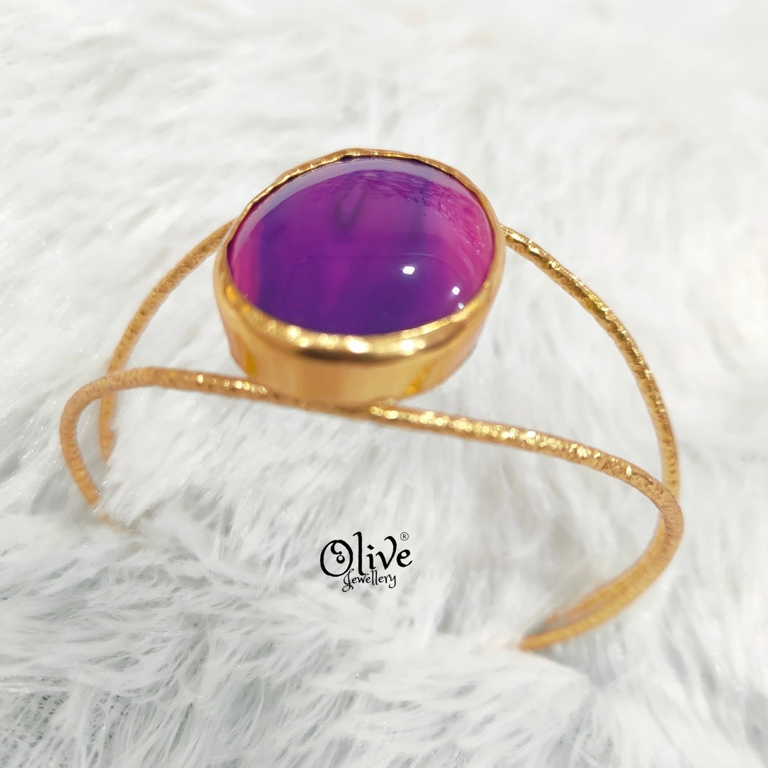 Natural Stones Kada - Collet Fitting - Big Oval Shape - Single Stone