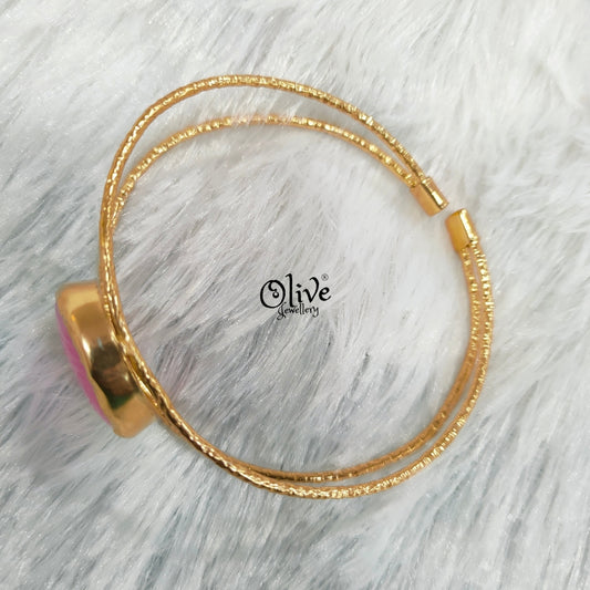 Natural Stones Kada - Collet Fitting - Big Oval Shape - Single Stone