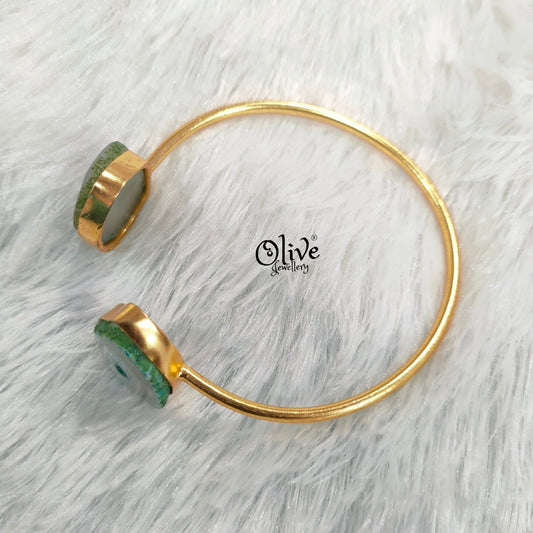 Natural Stones Kada - Collet Fitting - Rough - Big Oval Shape - Double Stone