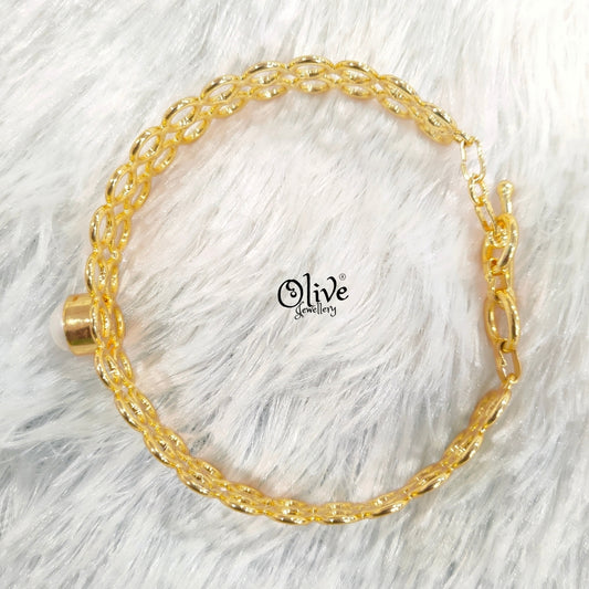 Fresh Water Pearl - Collet Fitting - Big Kada - Single Pearl