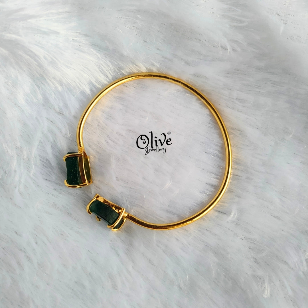 Natural Stones Kada - Claw Fitting - Rough Shape - Double Stone