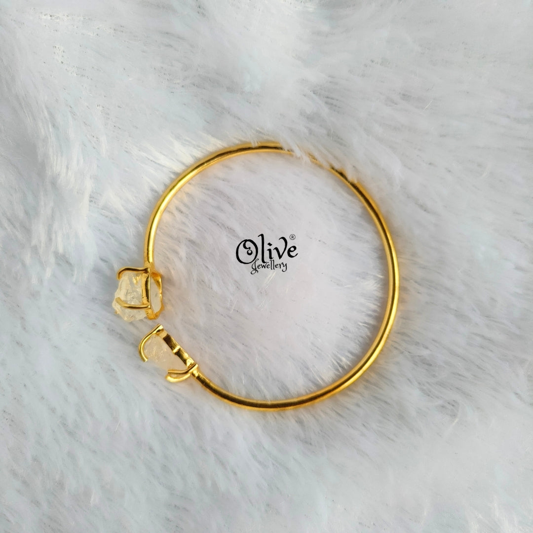 Natural Stones Kada - Claw Fitting - Rough Shape - Double Stone