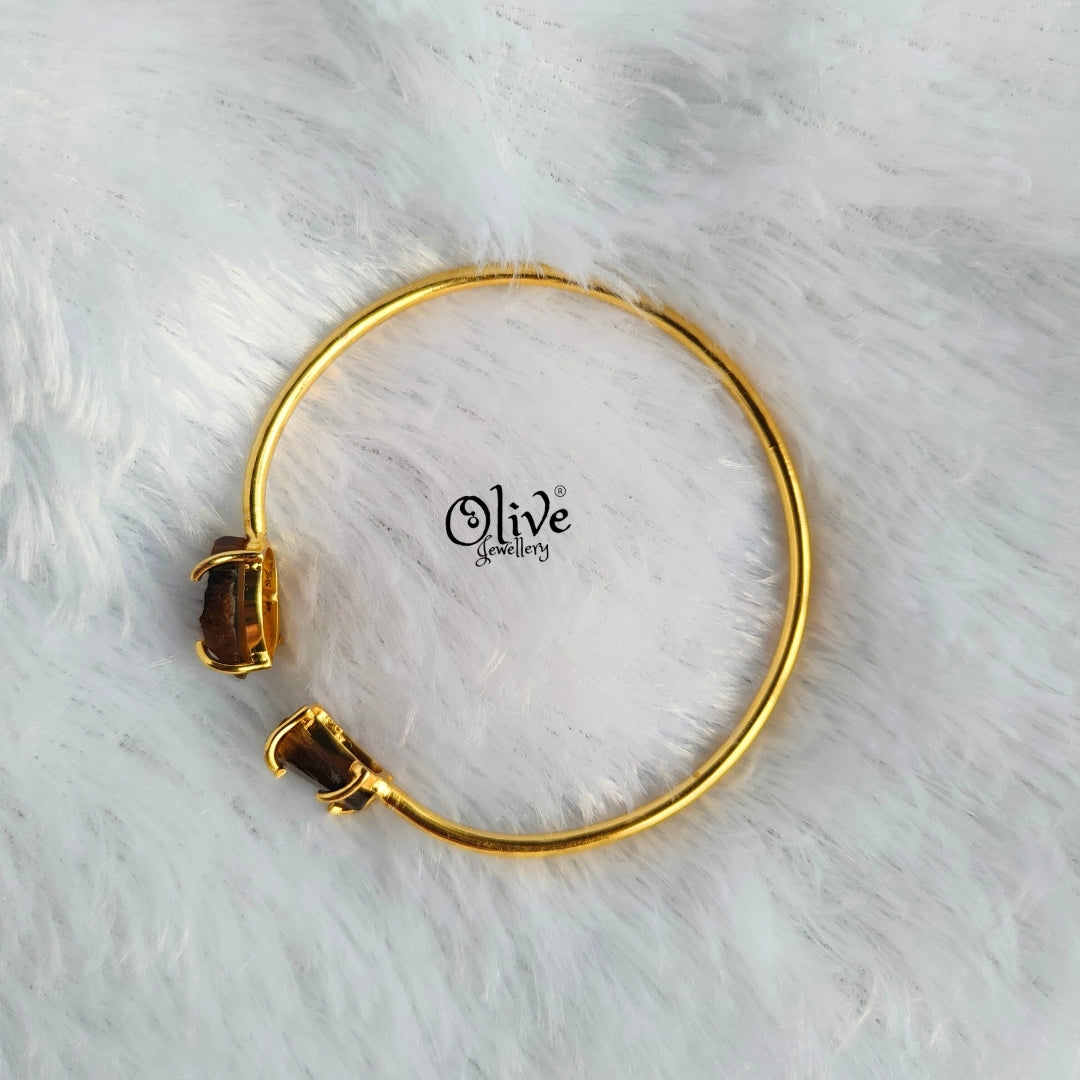 Natural Stones Kada - Claw Fitting - Rough Shape - Double Stone