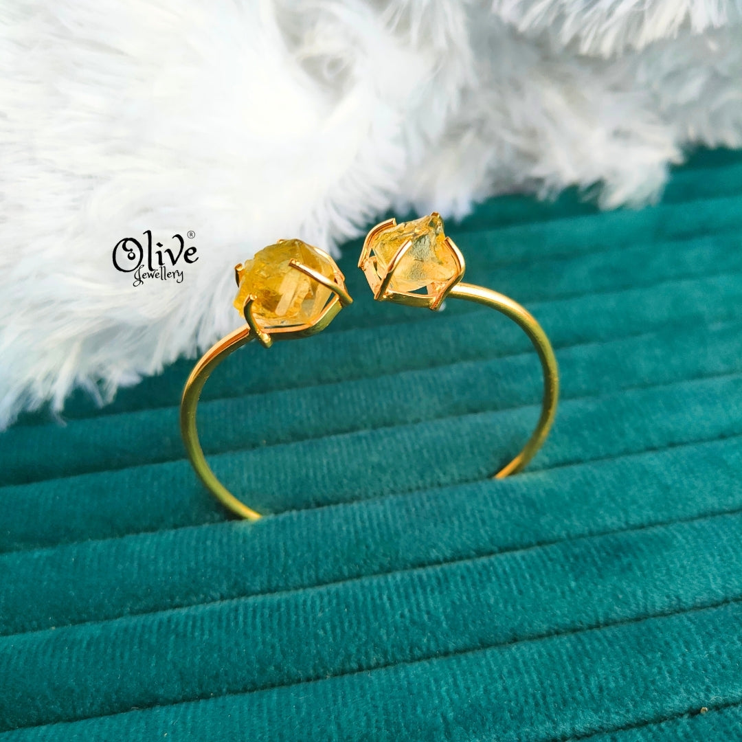 Natural Stones Kada - Claw Fitting - Rough Shape - Double Stone