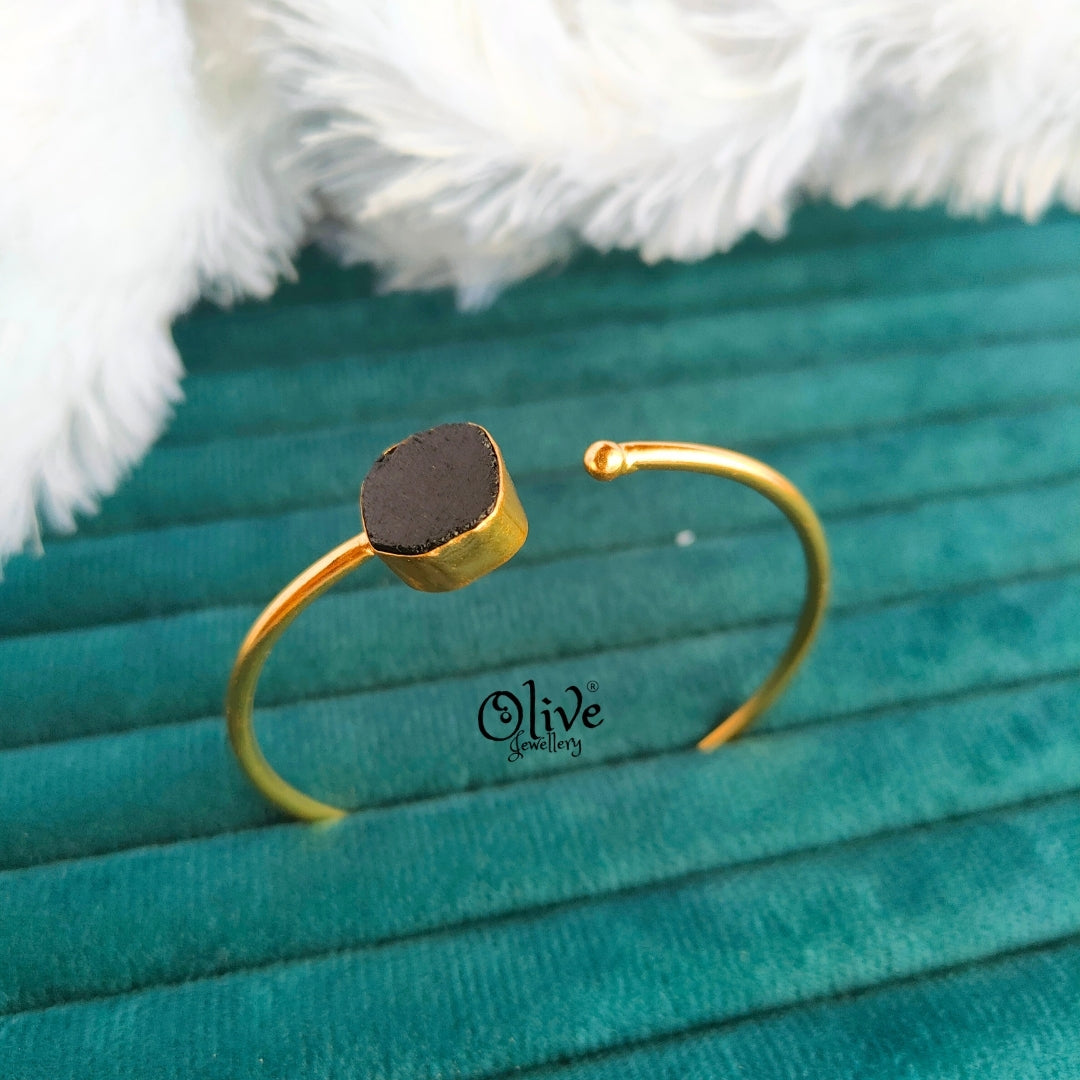 Natural Stone Kada - Collet Fitting - Single Stone - Rough Shape