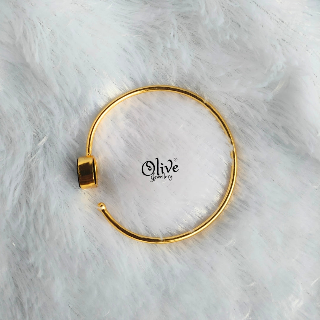 Natural Stone Kada - Collet Fitting - Single Stone - Rough Shape