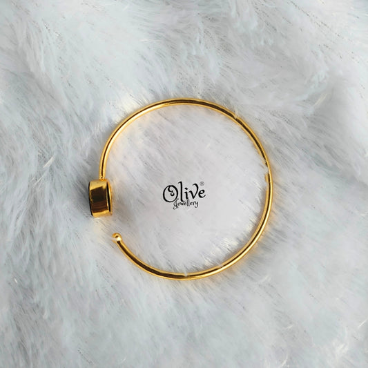 Natural Stone Kada - Collet Fitting - Single Stone - Rough Shape