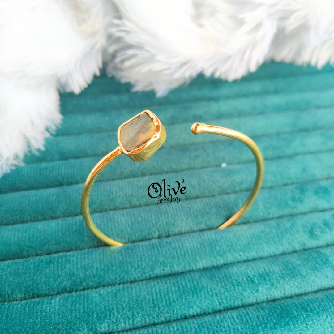 Natural Stone Kada - Collet Fitting - Single Stone - Rough Shape