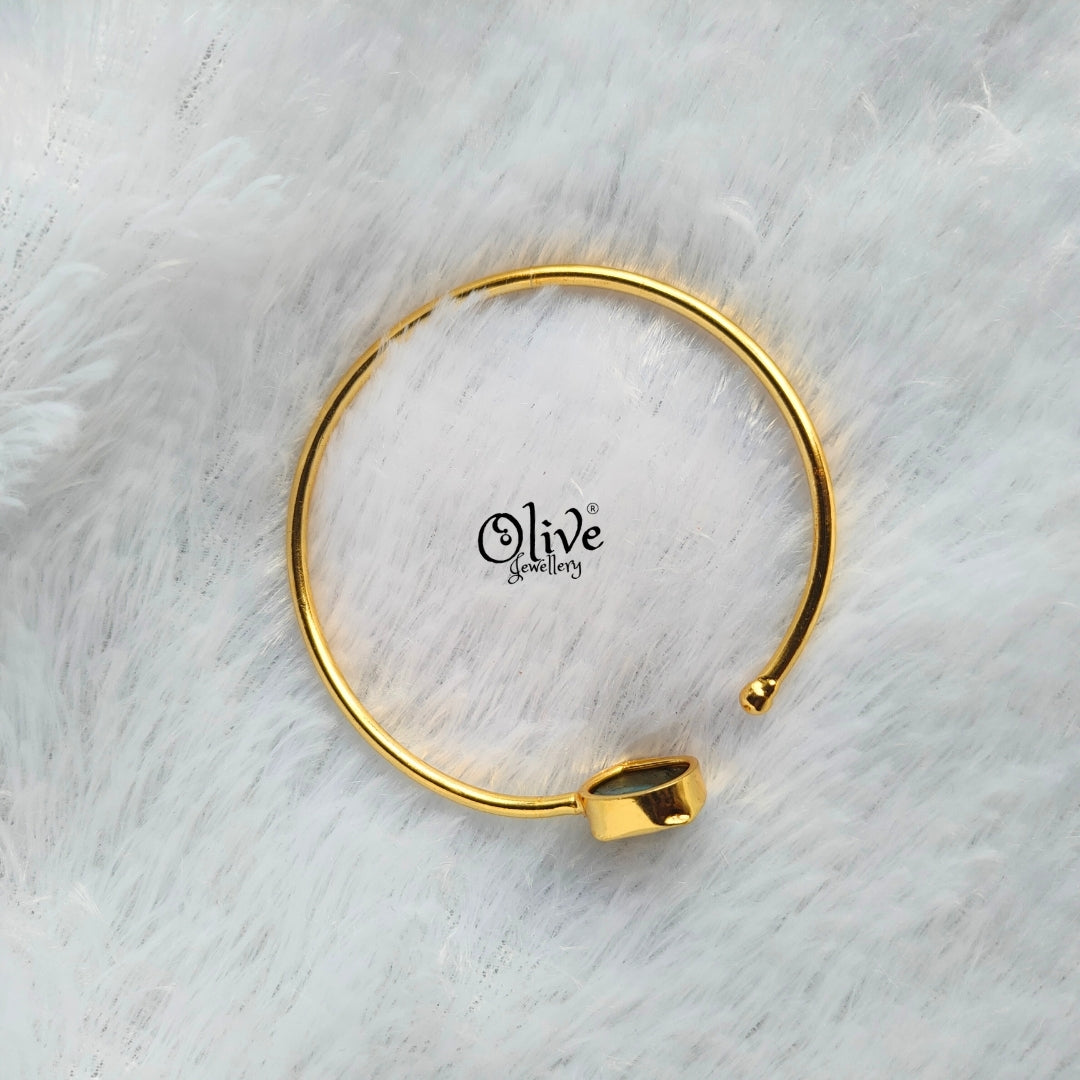 Natural Stone Kada - Collet Fitting - Single Stone - Rough Shape