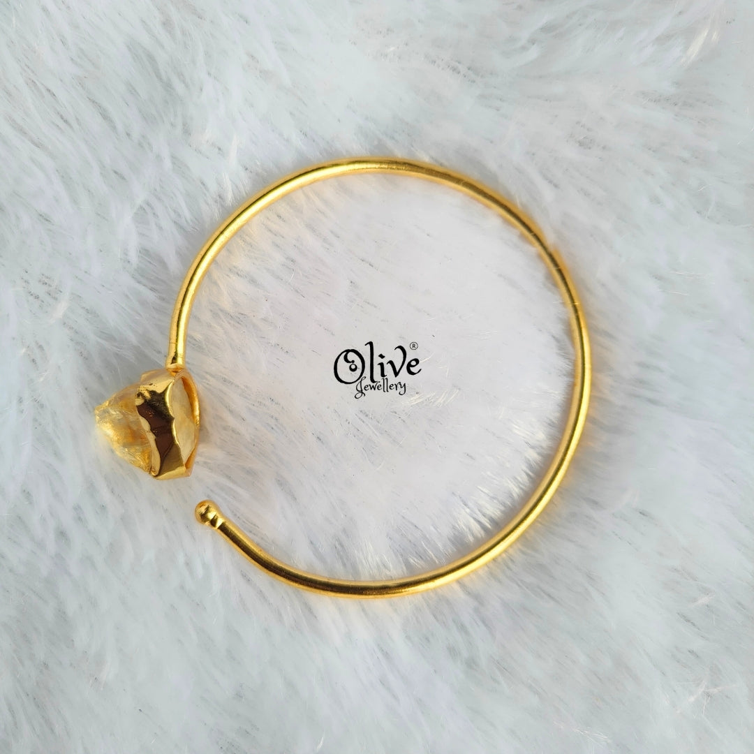 Natural Stone Kada - Collet Fitting - Single Stone - Rough Shape