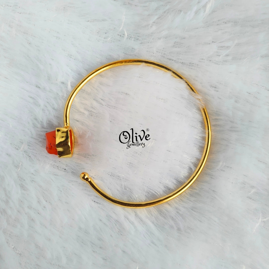 Natural Stone Kada - Collet Fitting - Single Stone - Rough Shape