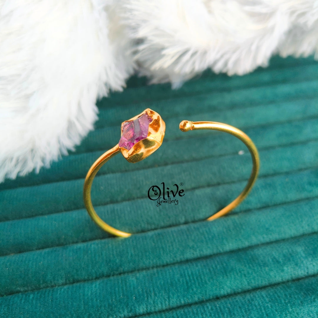 Natural Stone Kada - Collet Fitting - Single Stone - Rough Shape