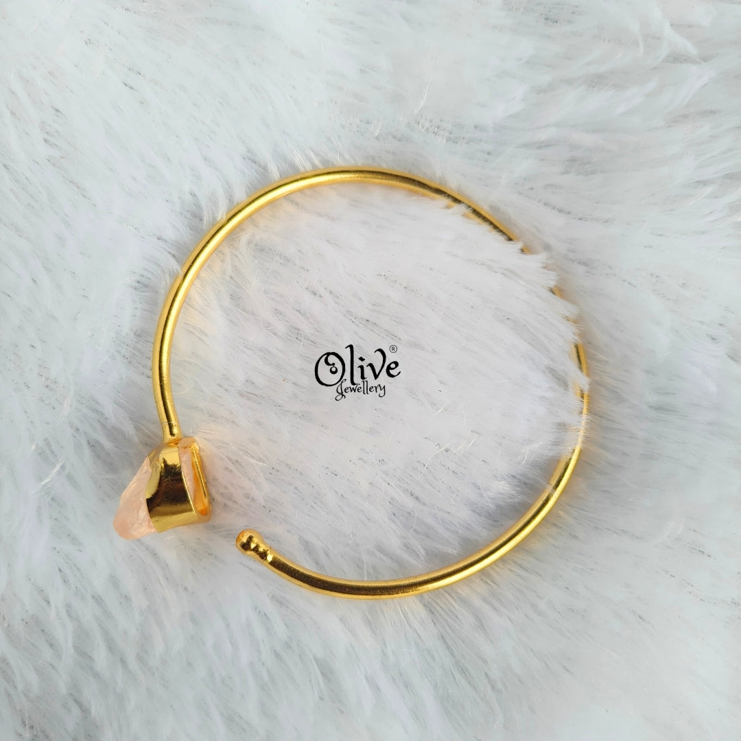 Natural Stone Kada - Collet Fitting - Single Stone - Rough Shape