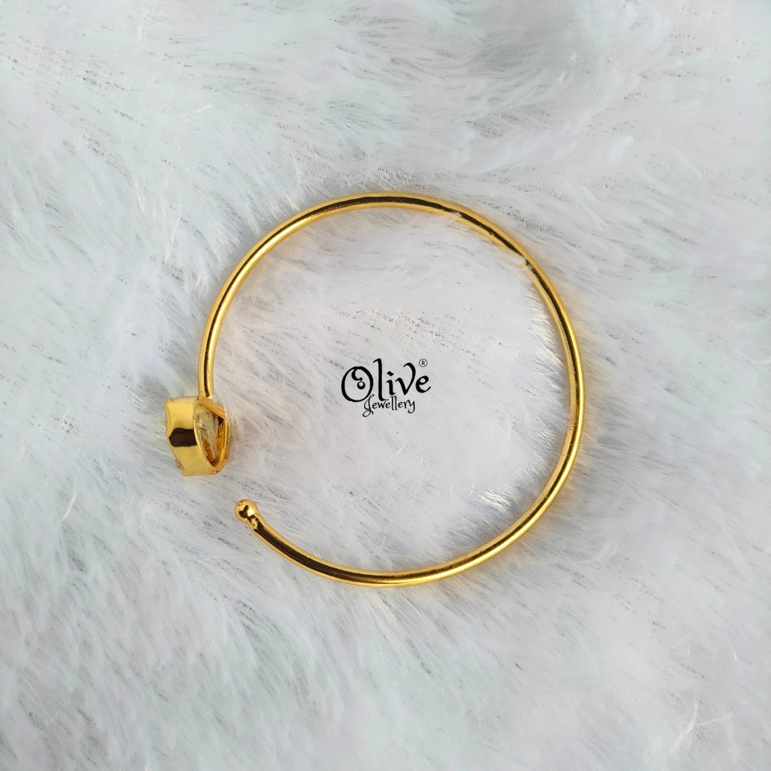 Natural Stone Kada - Collet Fitting - Single Stone - Rough Shape