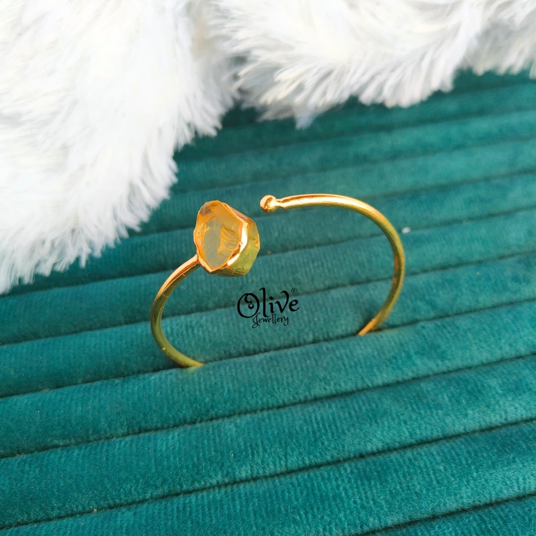 Natural Stone Kada - Collet Fitting - Single Stone - Rough Shape