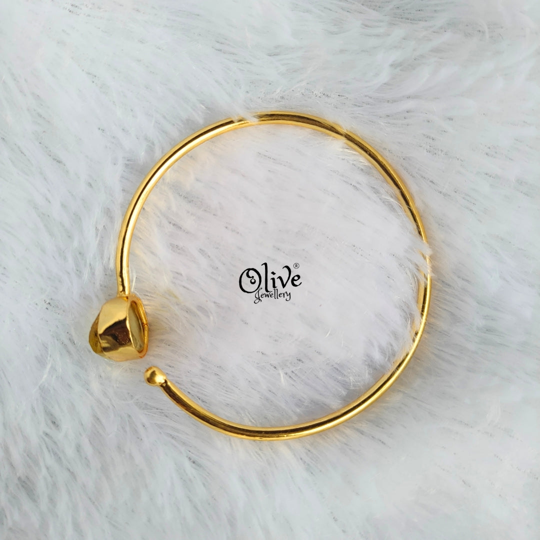 Natural Stone Kada - Collet Fitting - Single Stone - Rough Shape