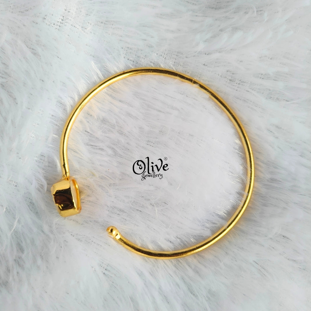 Natural Stone Kada - Collet Fitting - Single Stone - Rough Shape