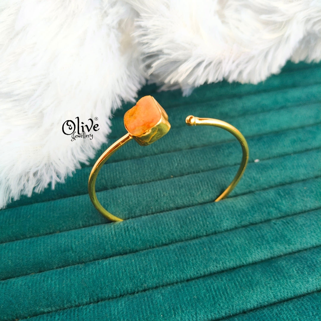 Natural Stone Kada - Collet Fitting - Single Stone - Rough Shape