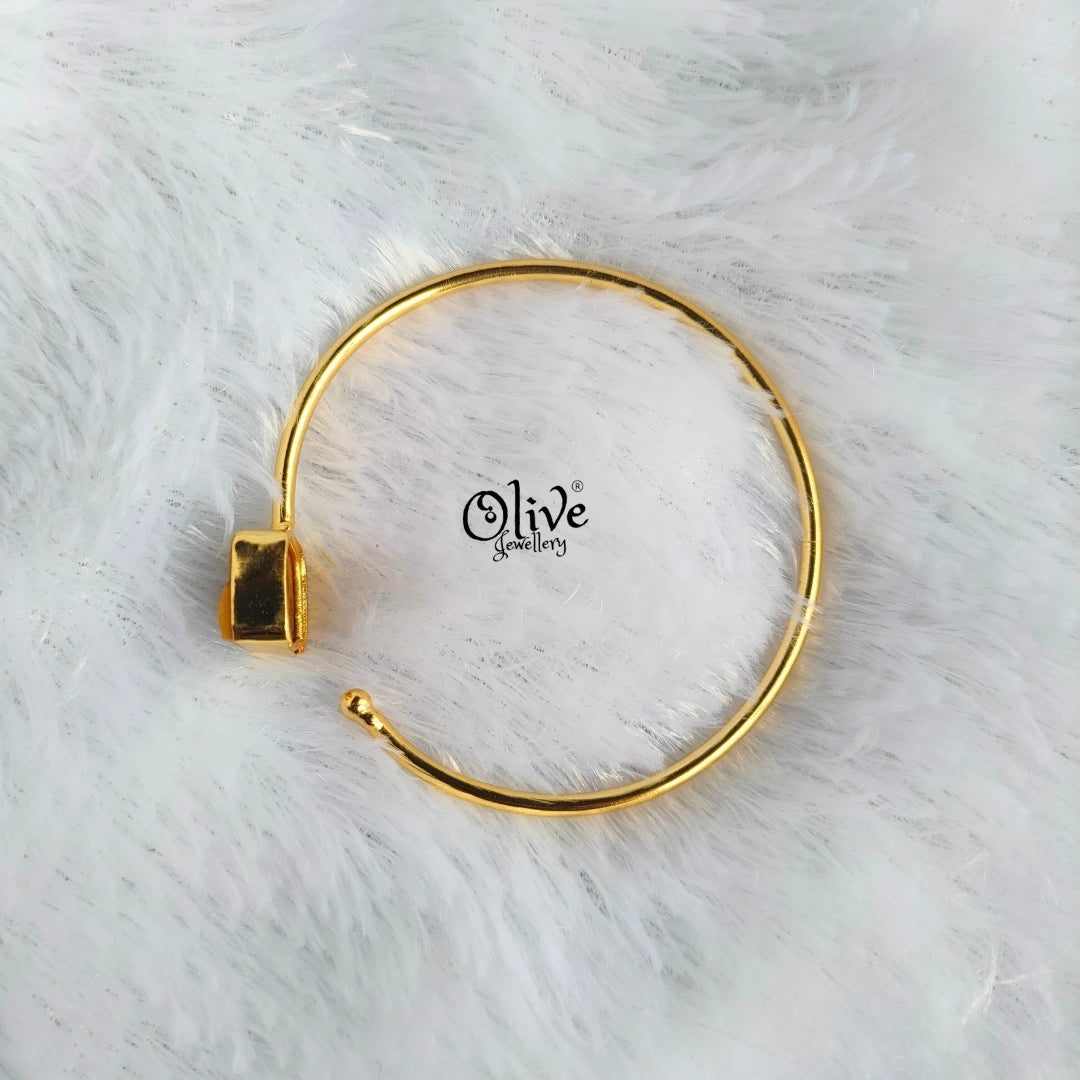 Natural Stone Kada - Collet Fitting - Single Stone - Rough Shape