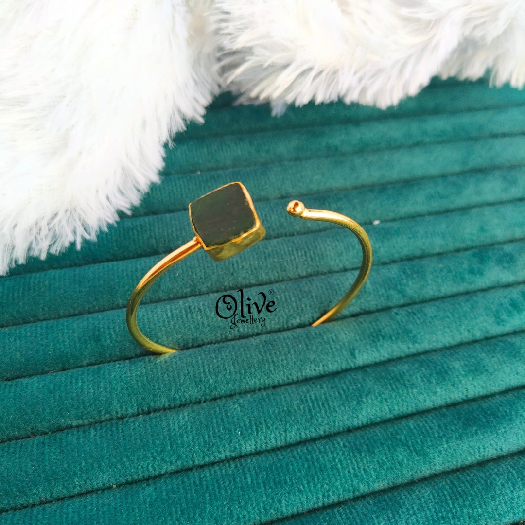 Natural Stone Kada - Collet Fitting - Single Stone - Rough Shape