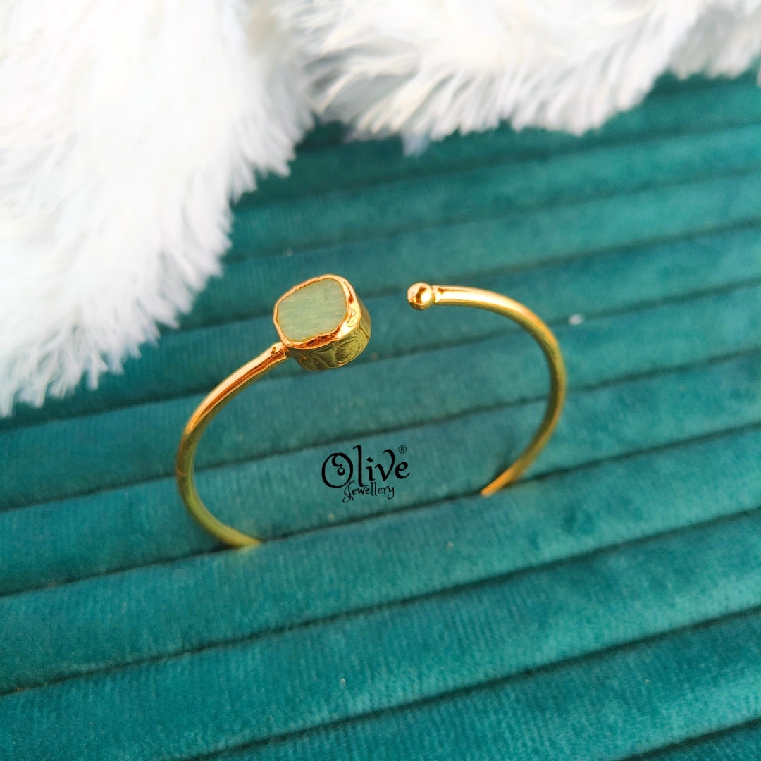 Natural Stone Kada - Collet Fitting - Single Stone - Rough Shape