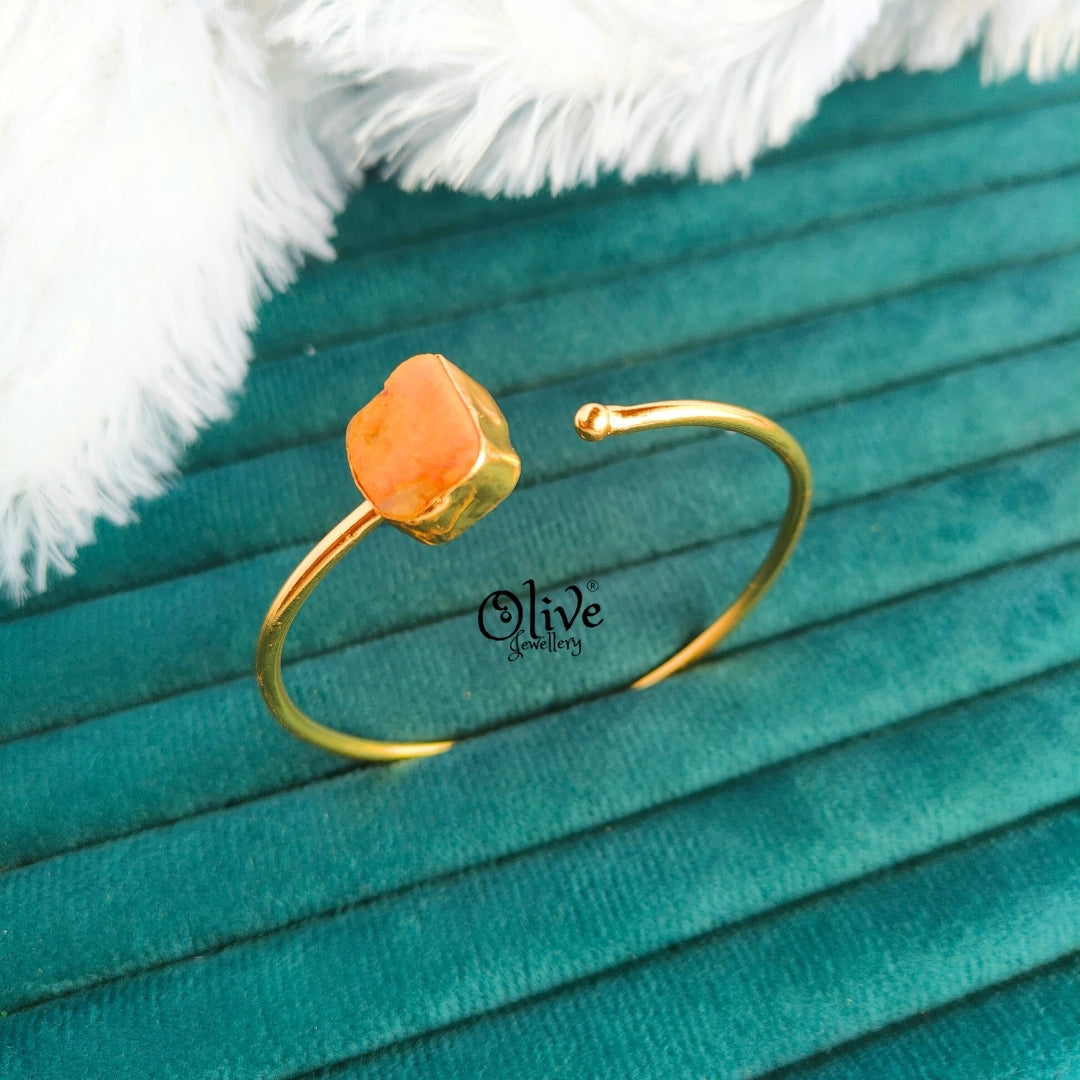 Natural Stone Kada - Collet Fitting - Single Stone - Rough Shape