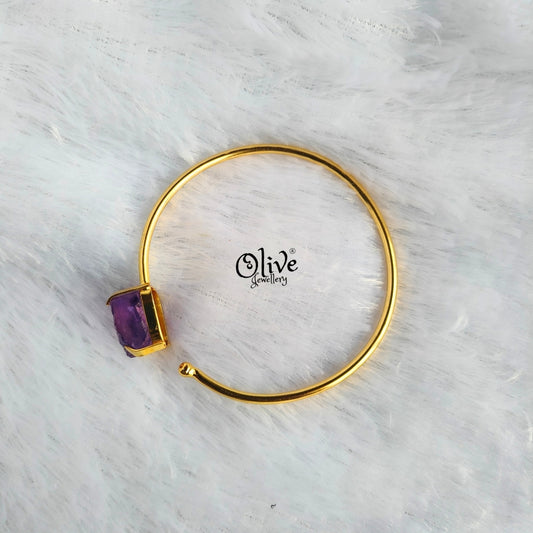 Natural Stone Kada - Claw Fitting - Single Stone - Colored Crystal